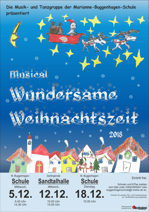 Einladungsplakat Musical Wundersame Weihnachtswelt